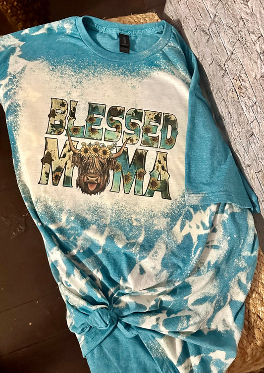 Blessed Mama Highland Custom Bleached Tee