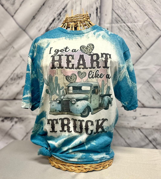 Heart Like A Truck Custom Bleached Tee